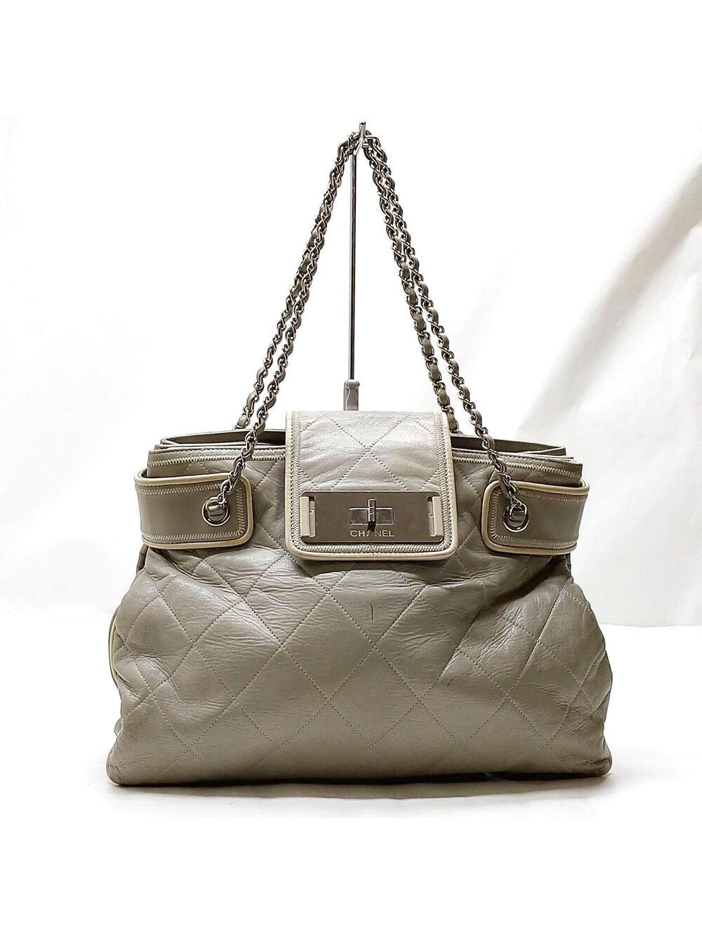 Chanel Tote Bag Matelasse Gray Lamb Skin 459291